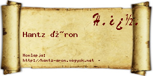 Hantz Áron névjegykártya